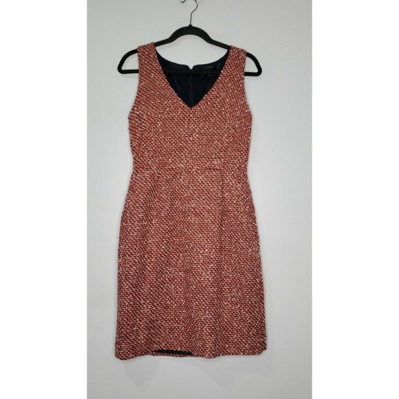 J. Crew Dresses & Skirts - J.Crew Size 6 Red Boucle Wool Blend Tweed Sheath Dress Classic Career Sleeveless
